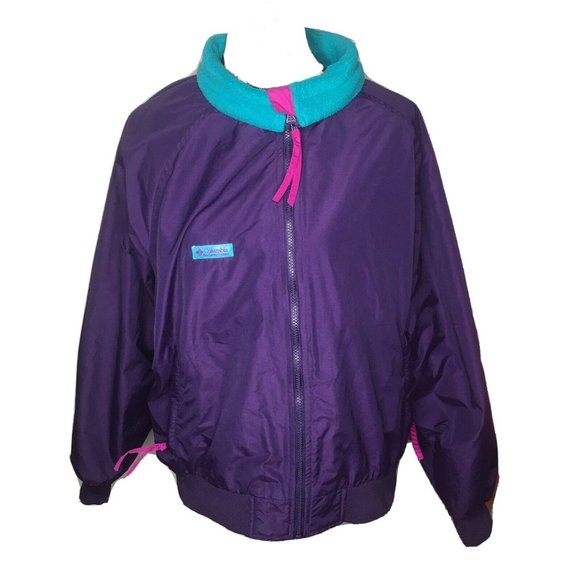 Columbia Medium Nylon Purple Windbreaker Jacket - Picture 1 of 11